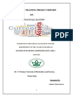 MBA Project Report on Financial Ratios of SJVN Ltd