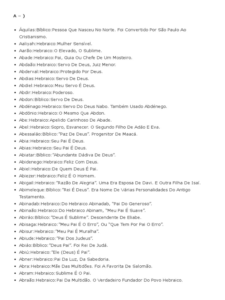 650 Nomes Bíblicos e Seus Significados - Dicas Gospel, PDF, Profeta