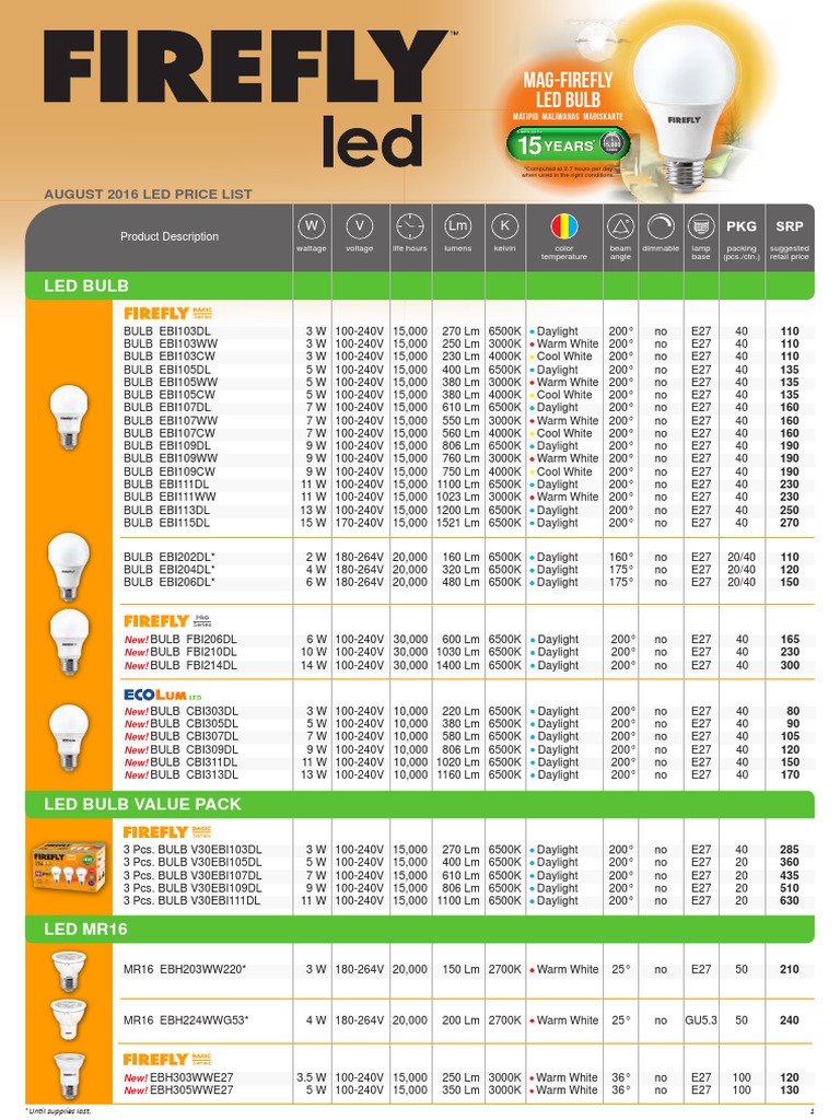 Firefly LED Lighting Direct Current Incandescent Light Bulb