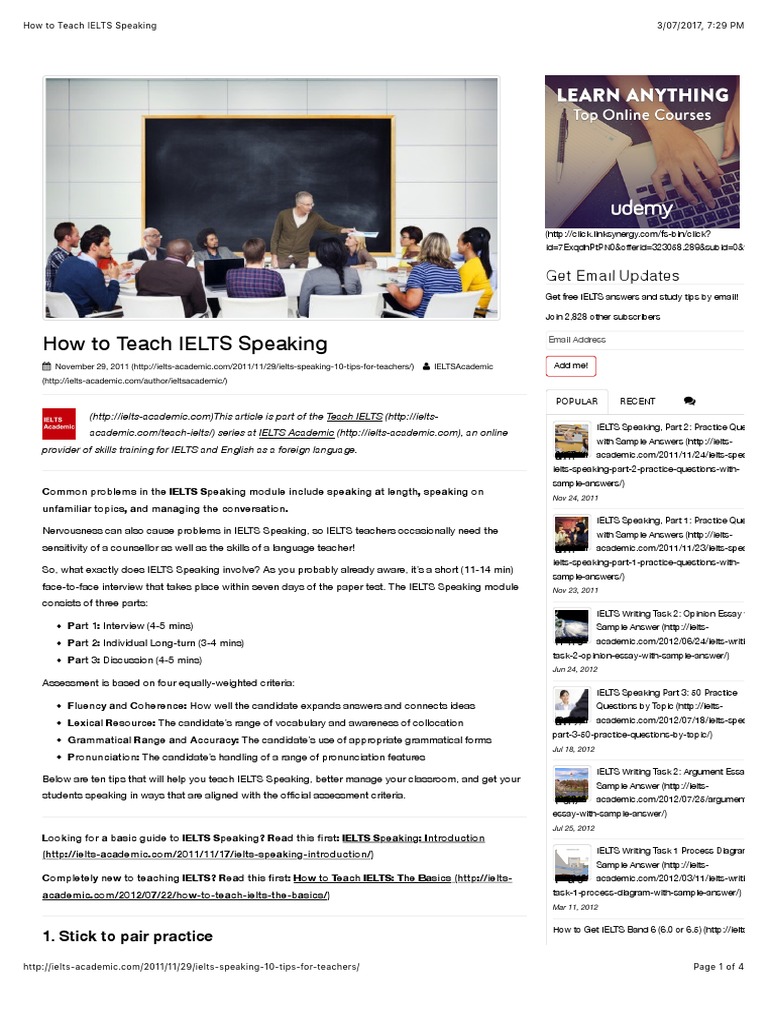 How To Teach Ielts Speaking Pdf International English Language