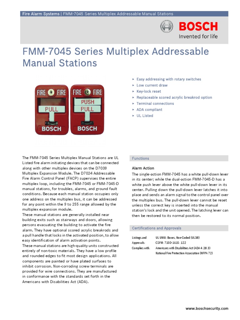 FMM-7045 Series Multiplex Addressable Manual Stations | PDF ...