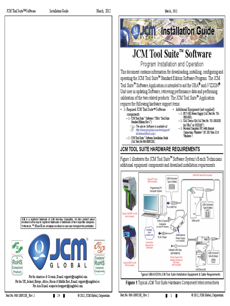 JCM Tool Suite Software manual | Microsoft Windows | Usb | Free 30-day