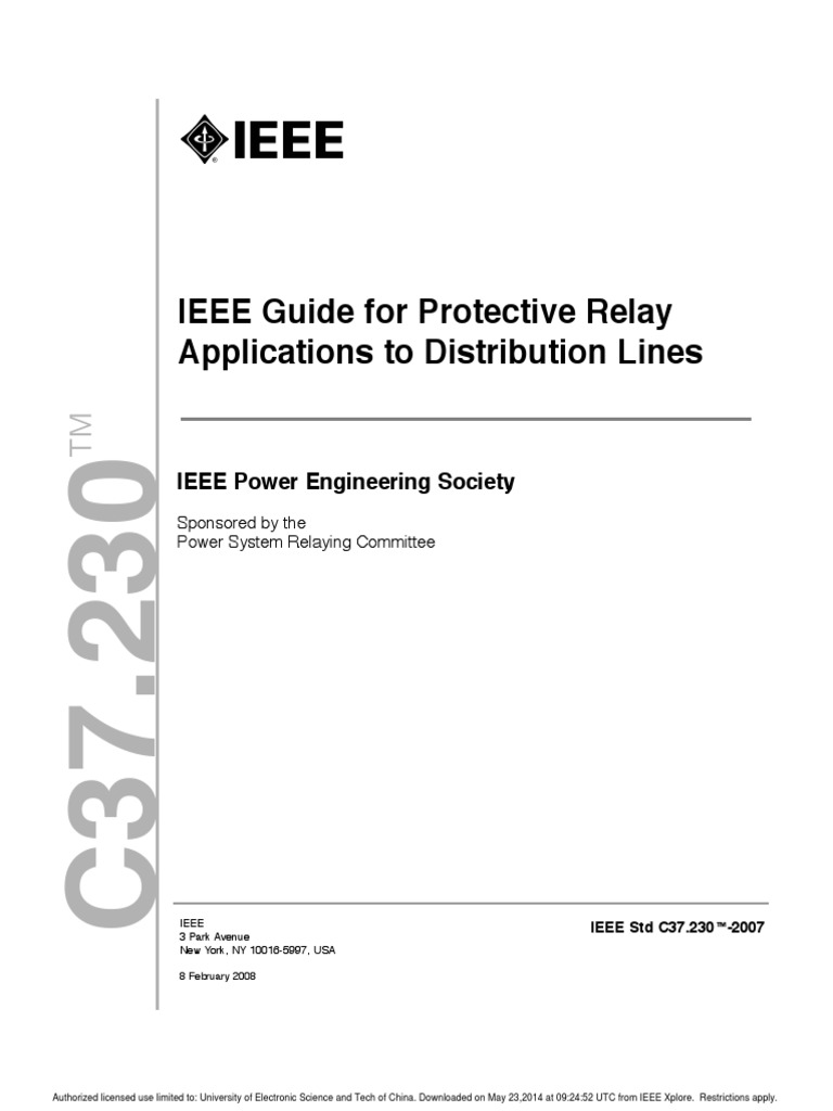 IEEE Std C37.234-2009 - IEEE Guide for Protective Relay Applications to  Power System Buses | Power Electronics | Frequency