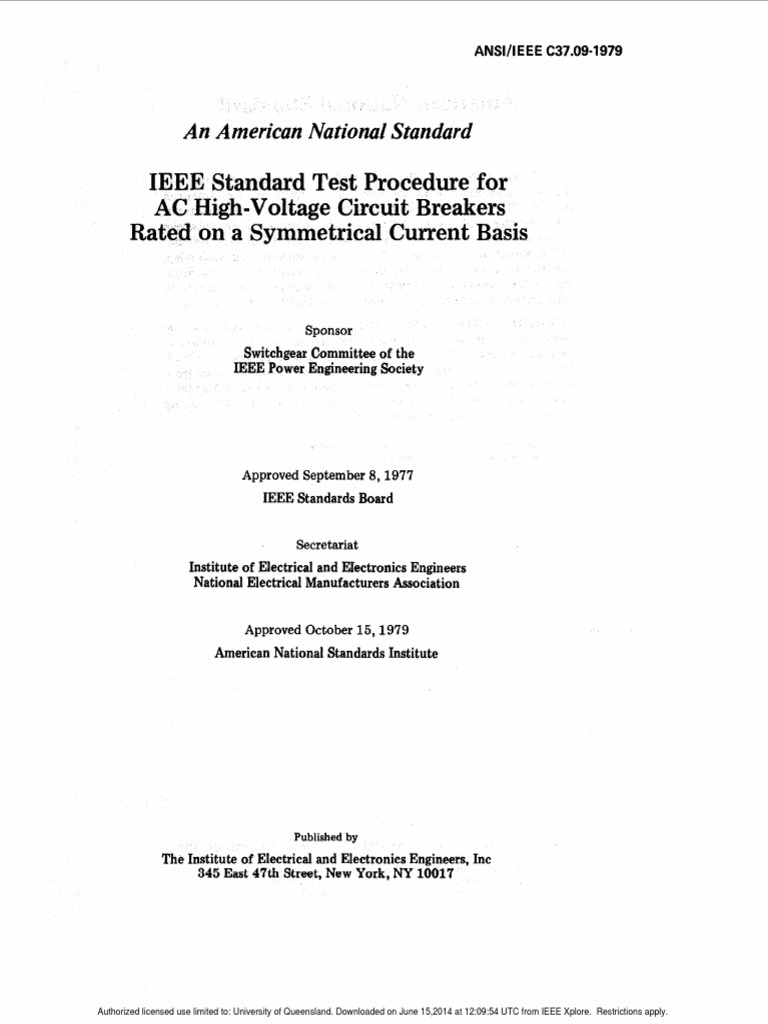 IEEE Standard Test Procedure For AC HighVoltage Circuit Breakers Rated