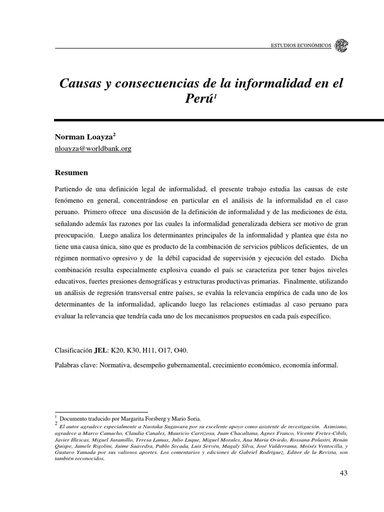 Causas y consecuencias de la informalidad en Perú | PDF