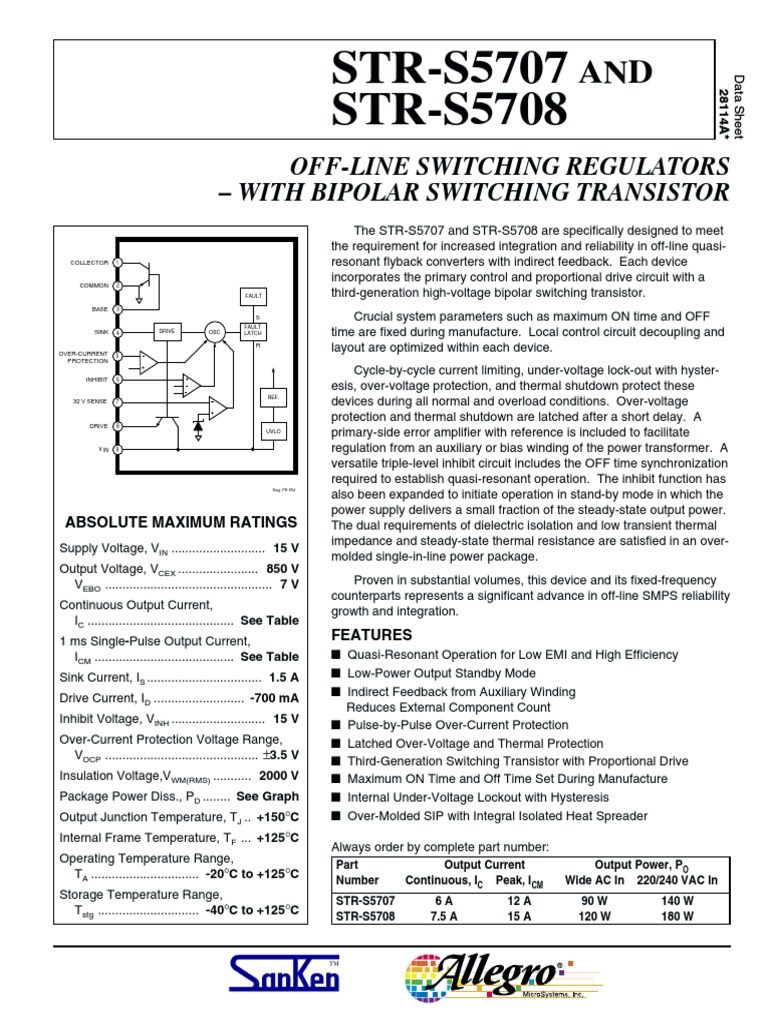 STRS5708 | PDF | Power (Physics) | Electrical Components