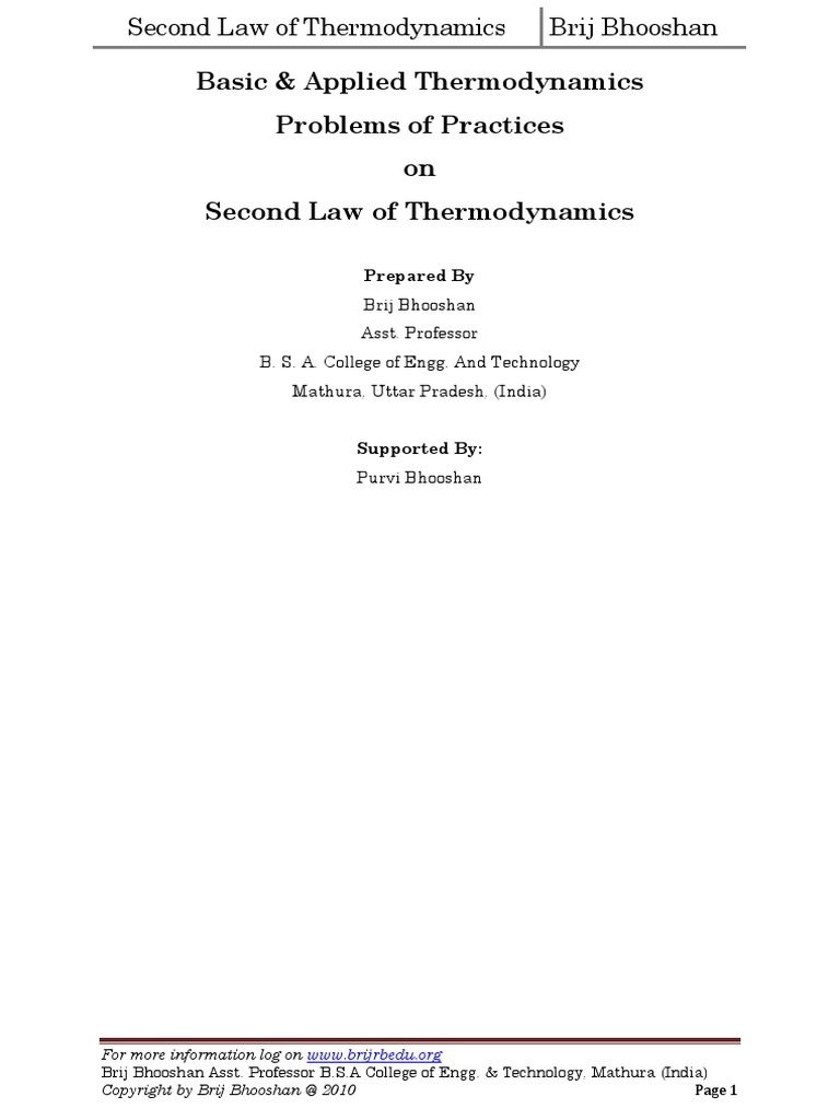 3 Second Law of Thermodynamics | PDF | Second Law Of Thermodynamics ...