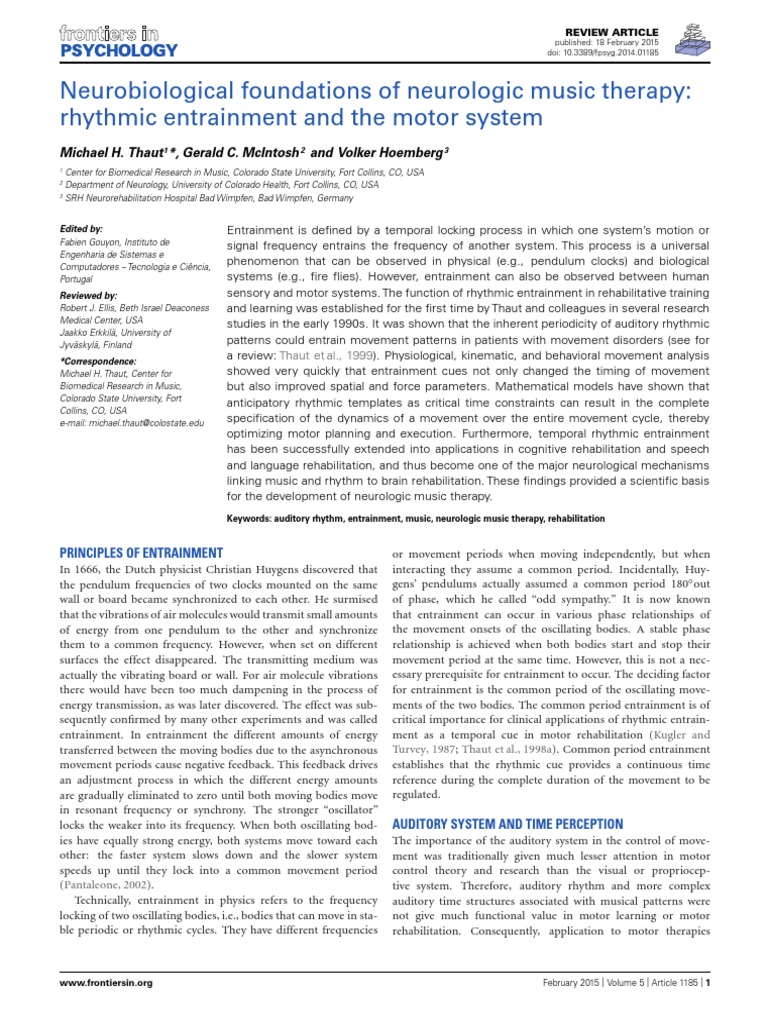 Thaut 2015 Neurobiological Foundations of Neurologic Music Therapy ...