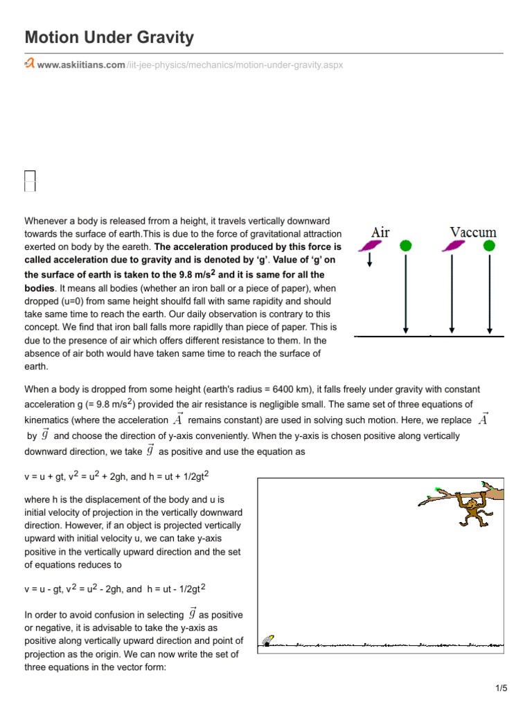 Motion Under Gravity | PDF | Gravity | Acceleration