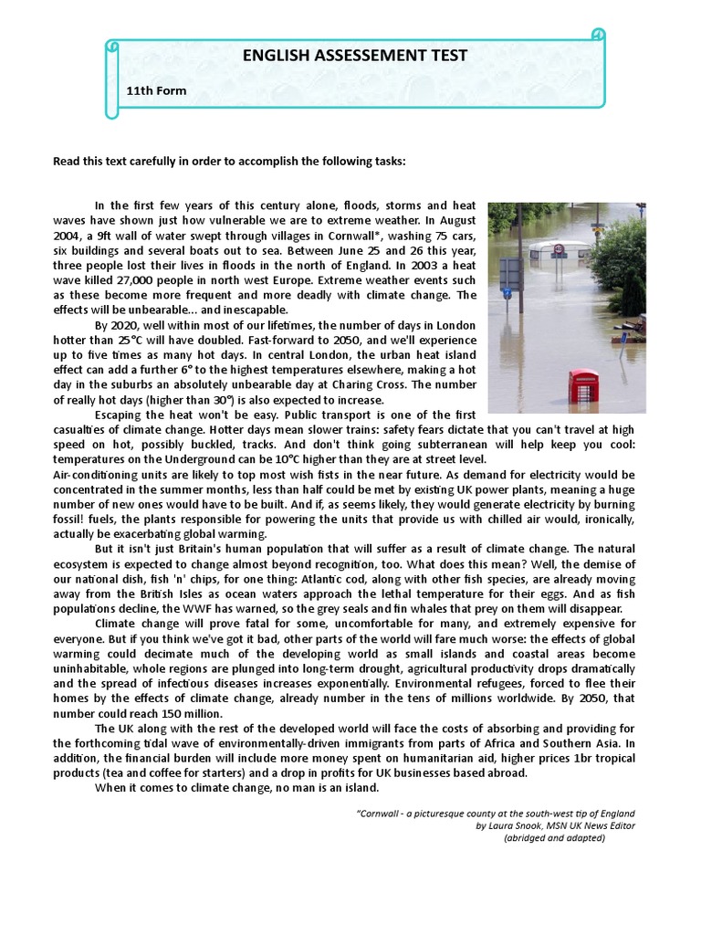 The Impacts of Climate Change: An Analysis of an Informational Text on ...