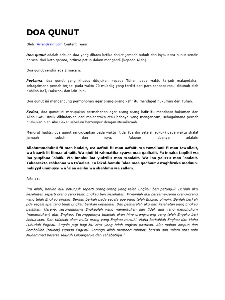 Doa Qunut
