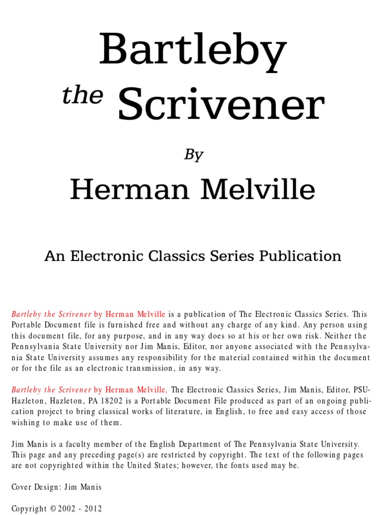 Herman Melville Bartleby the Scrivener PDF - Tải miễn phí, Phân tích sâu và Tài nguyên học thuật