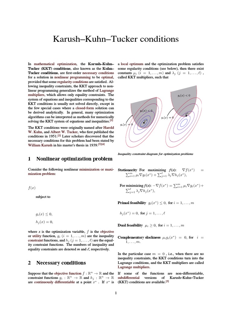 KKT Conditions in Nonlinear Optimization | PDF | Mathematical And ...