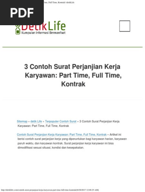 3 Contoh Surat Perjanjian Kerja Karyawan Part Time Full