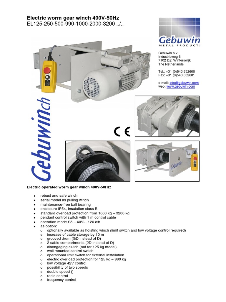 Electric Worm Gear Winch PDF Power Supply Switch