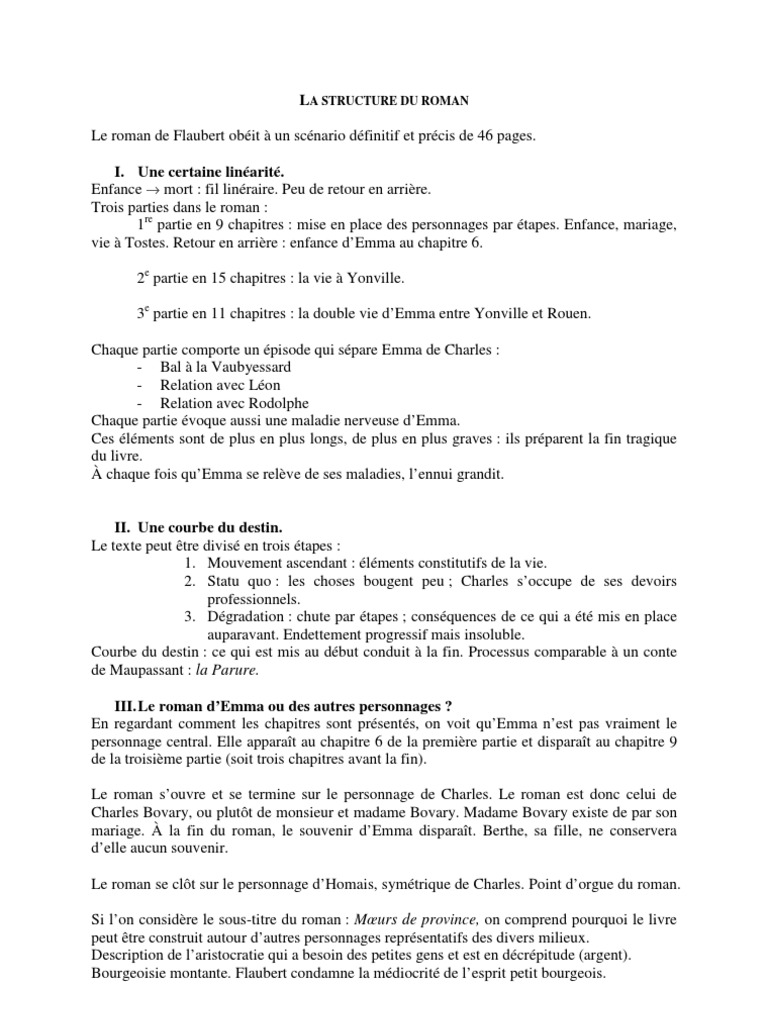 Analyse Linéaire Madame Bovary Partie 2 Chapitre 9 La Structure de Madame Bovary | PDF | Madame Bovary | Gustave Flaubert