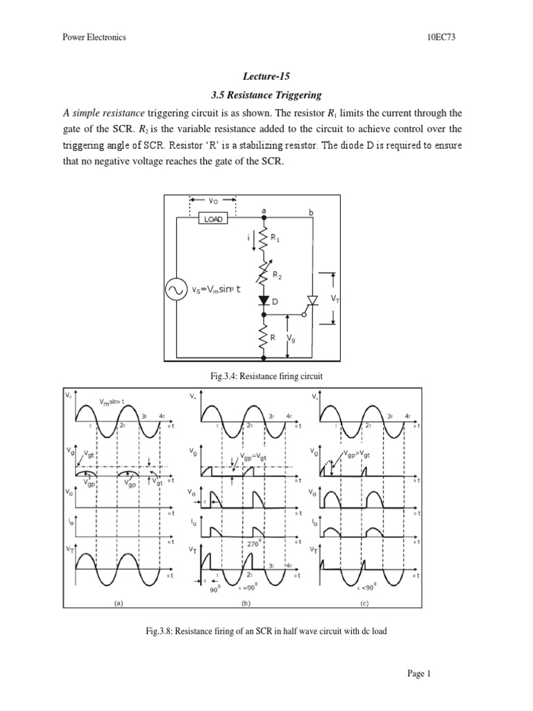 Gate Triggering Ckts Resistance Triggering Power Electronics Capacitor