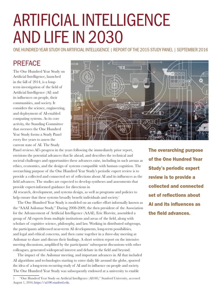 AI and Life in 2030 PDF | PDF | Deep Learning | Artificial Intelligence