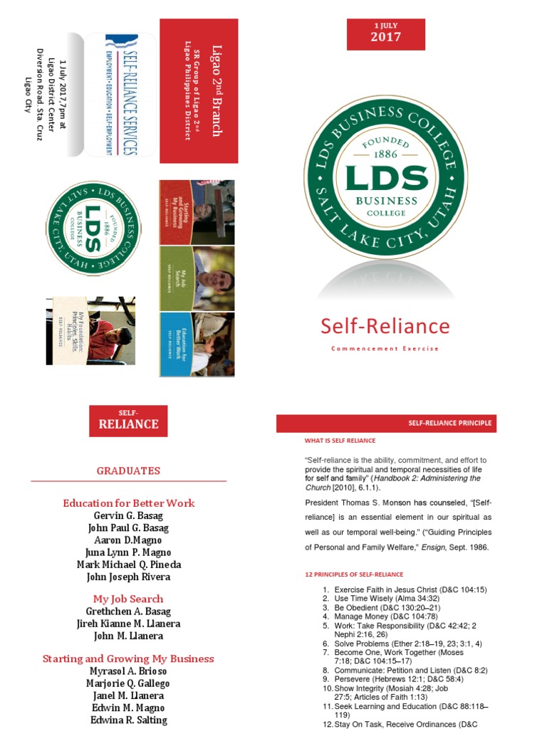 Self-Reliance Program | Download Free PDF | Religious Belief And ...