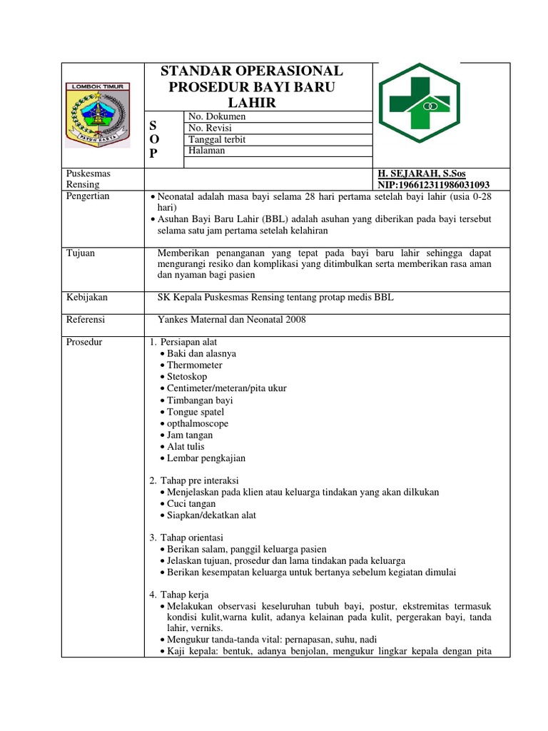 Sop Bayi Baru Lahir  PDF