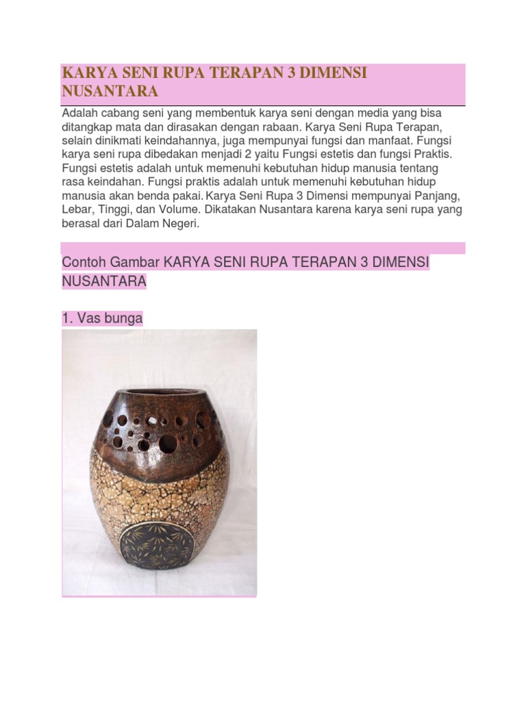 Contoh Gambar 3 Dimensi Vas Bunga