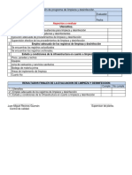 Ficha de Evaluación de Programa de Limpieza y Desinfección