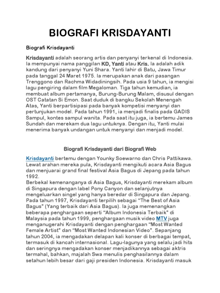 BIOGRAFI KRISDAYANTI