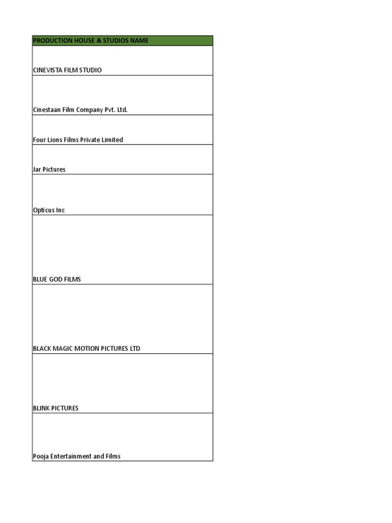 Production Houses PDF Leisure Business