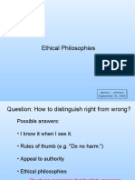 Ethical Philosophies: James L. Johnson September 29, 2008