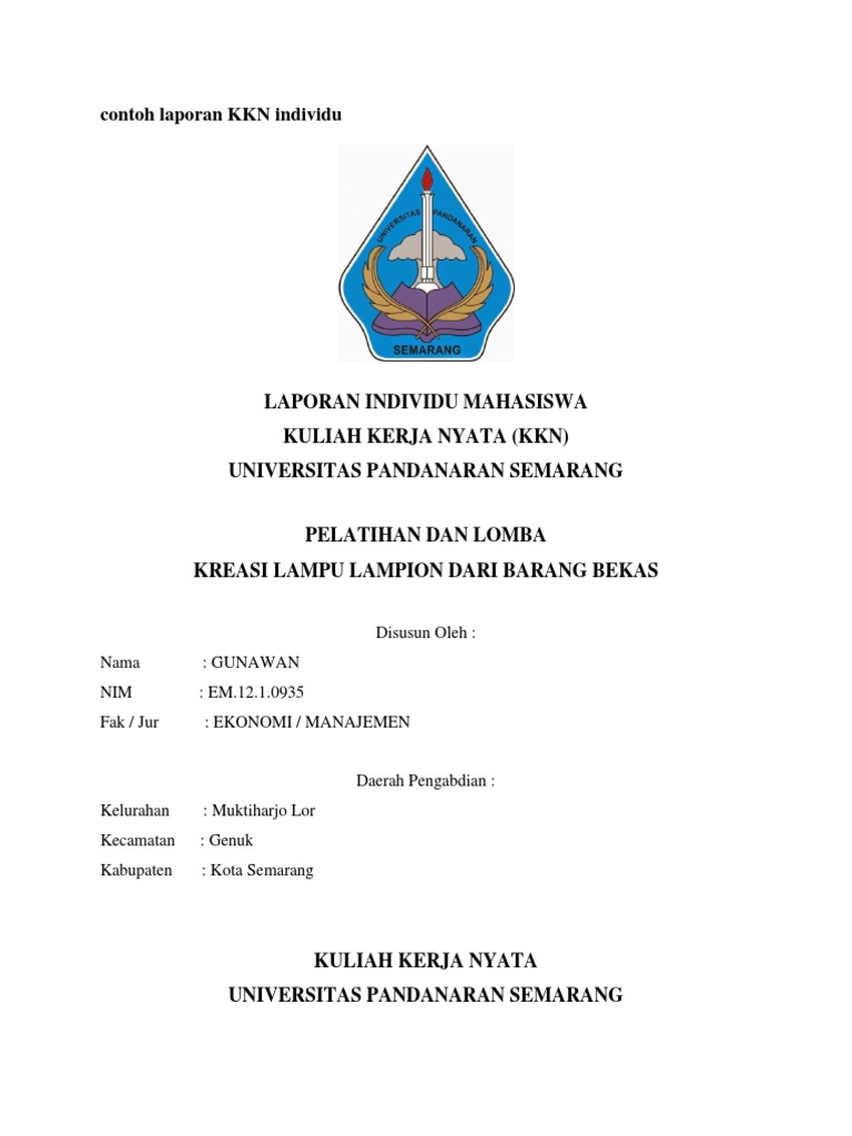 Contoh Laporan Kkn Individu