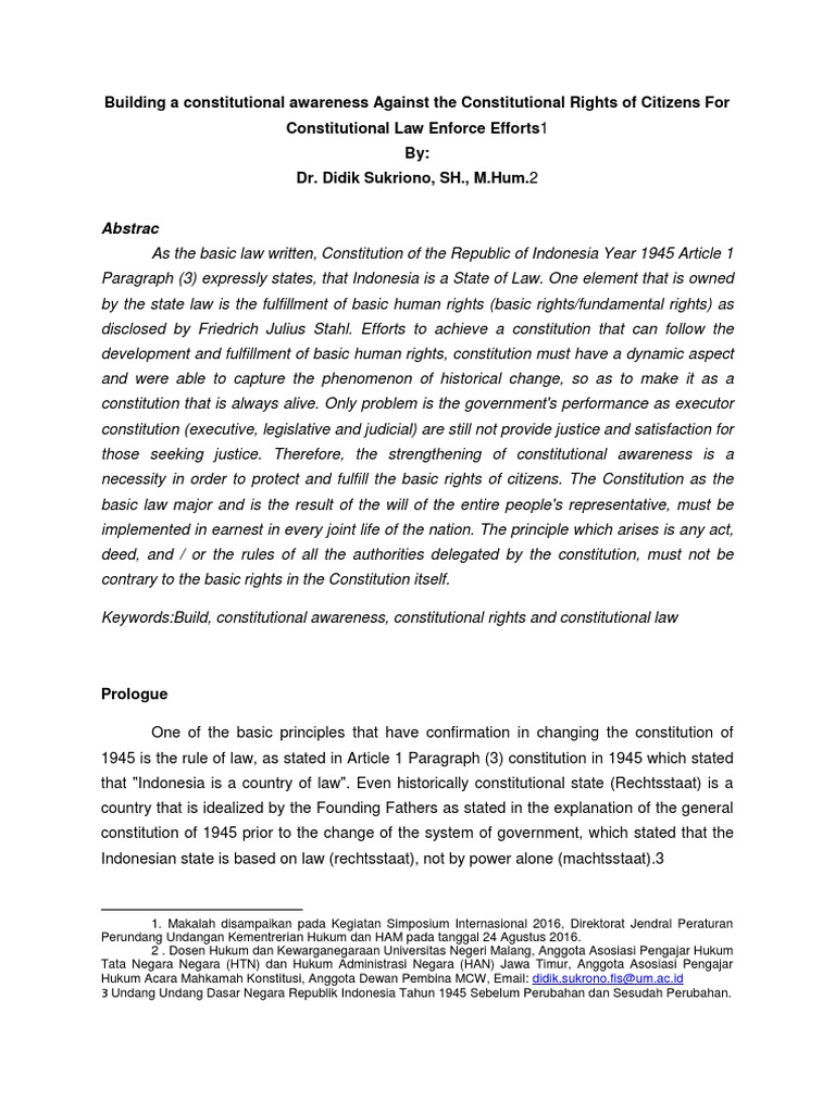 Strengthening Constitutional Awareness in Indonesia | PDF | United ...
