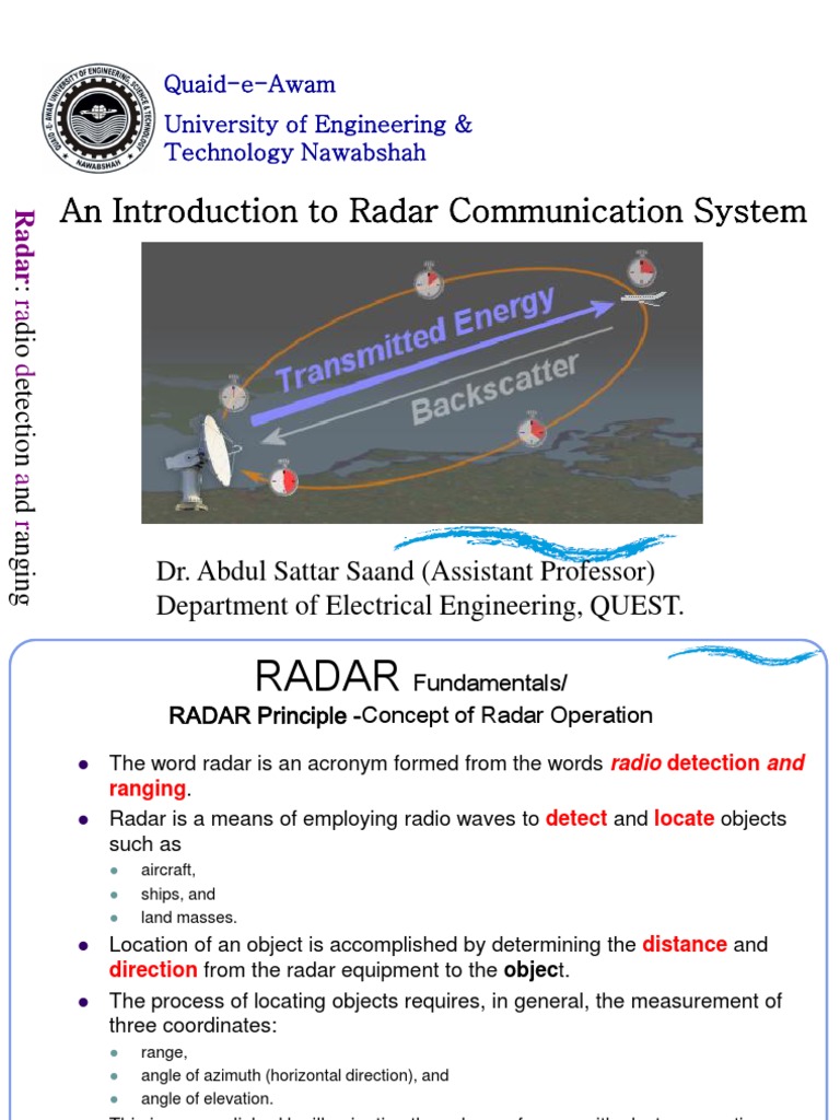 An Introduction To Radar Communication System QuaideAwam University of Engineering