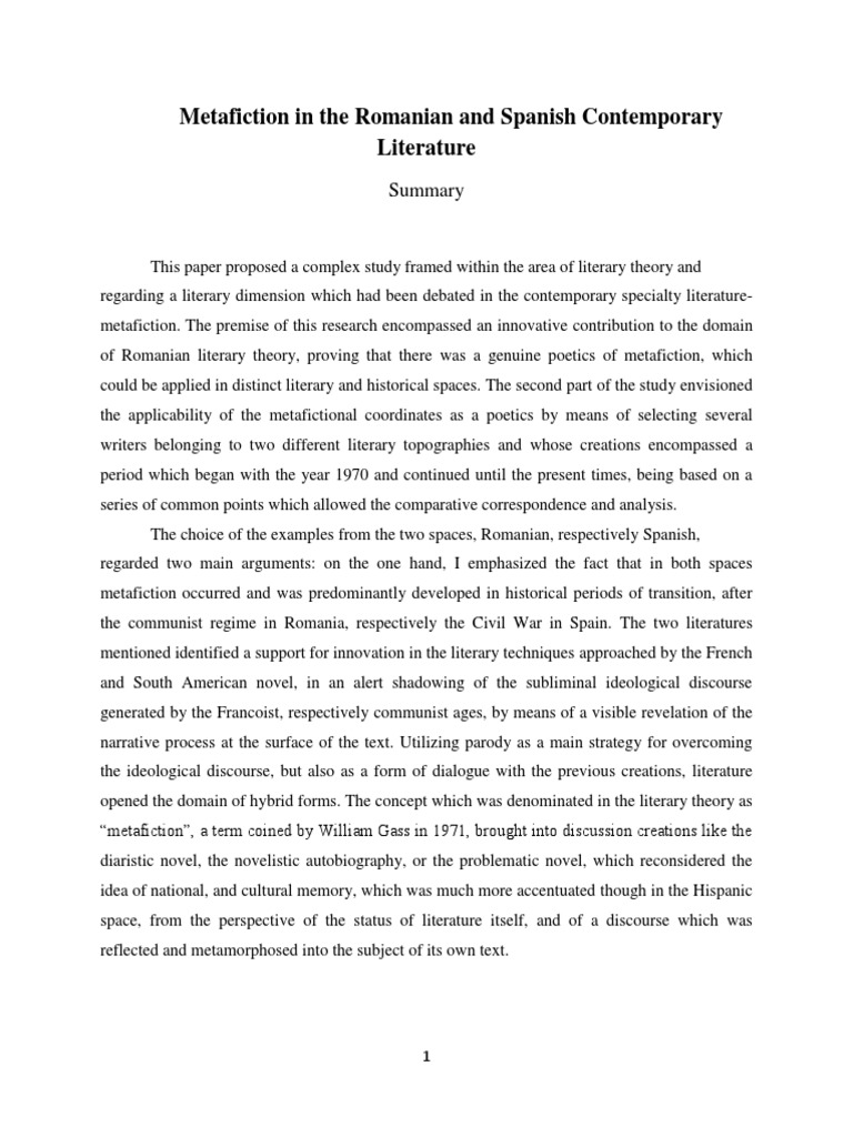 Metafiction essay examples picture