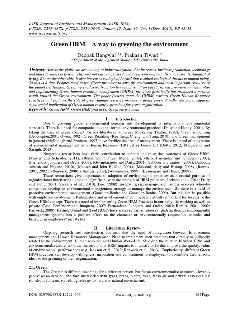 Green HRM - A Way To Greening The Environment PDF | PDF | Human ...