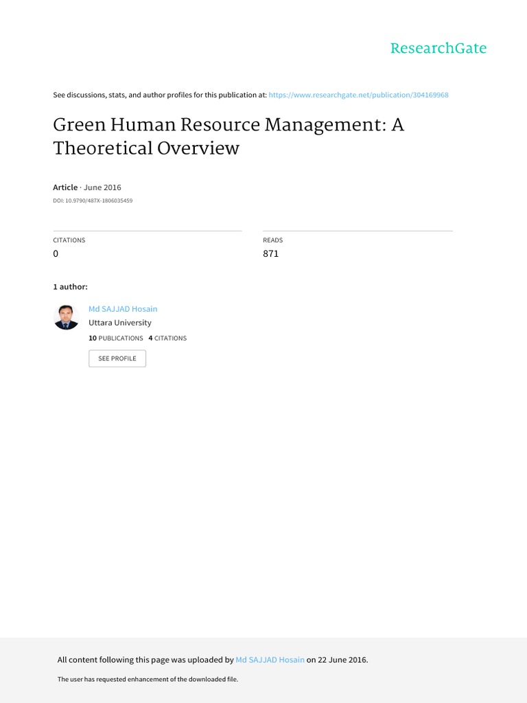 Green HRM: Theoretical Insights and Strategies | PDF | Human Resource ...
