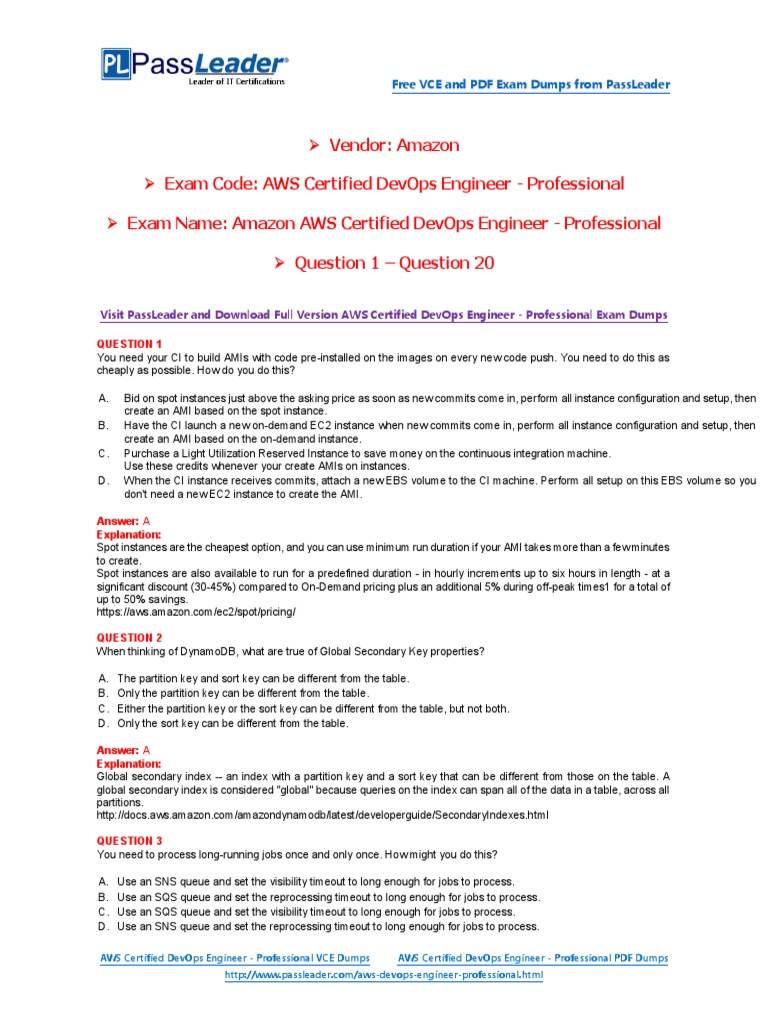 Passleader Aws Certified Devops Engineer Professional Exam Dumps 1