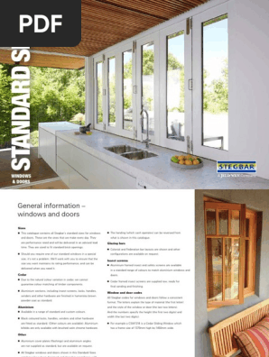 Stegbar Windows Doors Standard Sizes Brochure Window Door