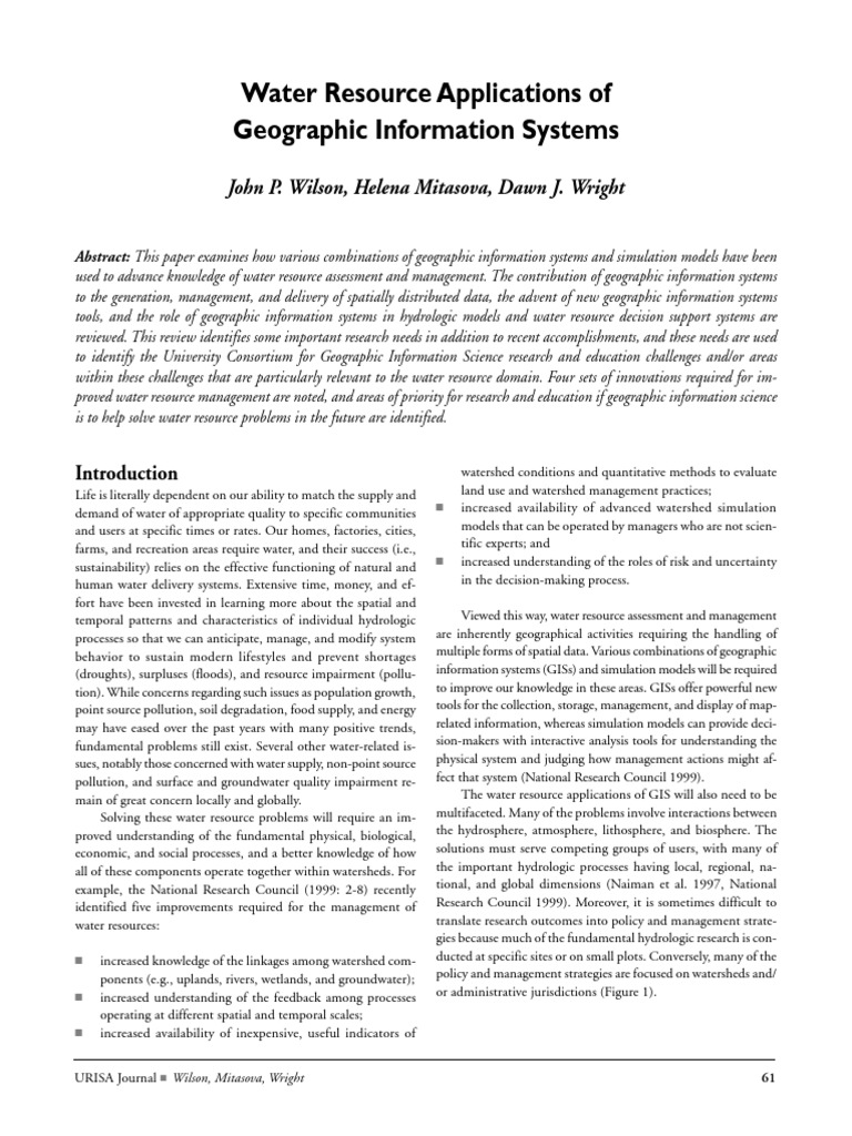 Applications of GIS in Water Resources | PDF | Geographic Information ...