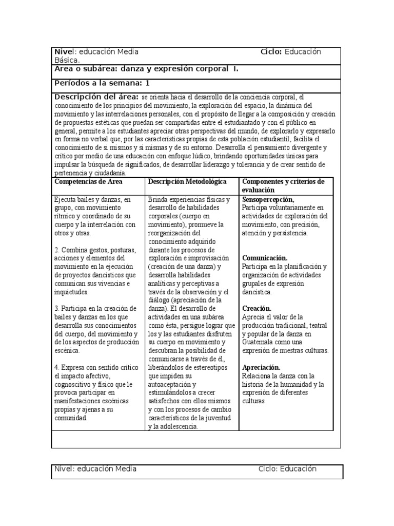 Danza y Expresión Corporal en Educación Media | PDF | Bailes ...