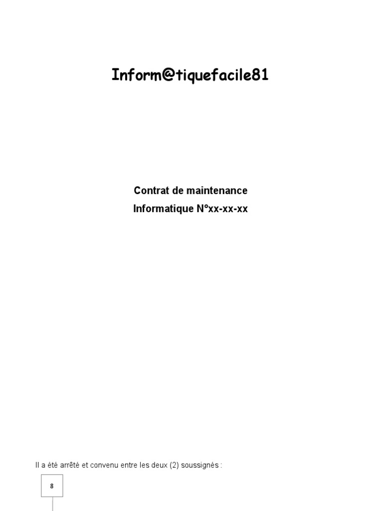 Modèle de contrat de maintenance informatique | PDF | Informatique ...