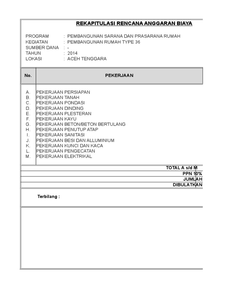 Contoh Format RAB | PDF