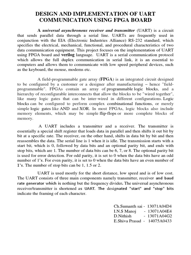 Uart Abstract | PDF | Field Programmable Gate Array | Hardware ...
