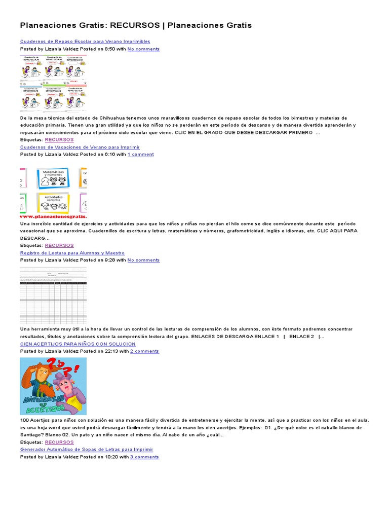 Planeaciones Gratuitas para Primaria | PDF | Educación primaria | Cognición
