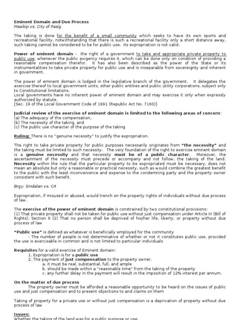 Eminent Domain and Due Process | PDF | Just Compensation | Eminent 
