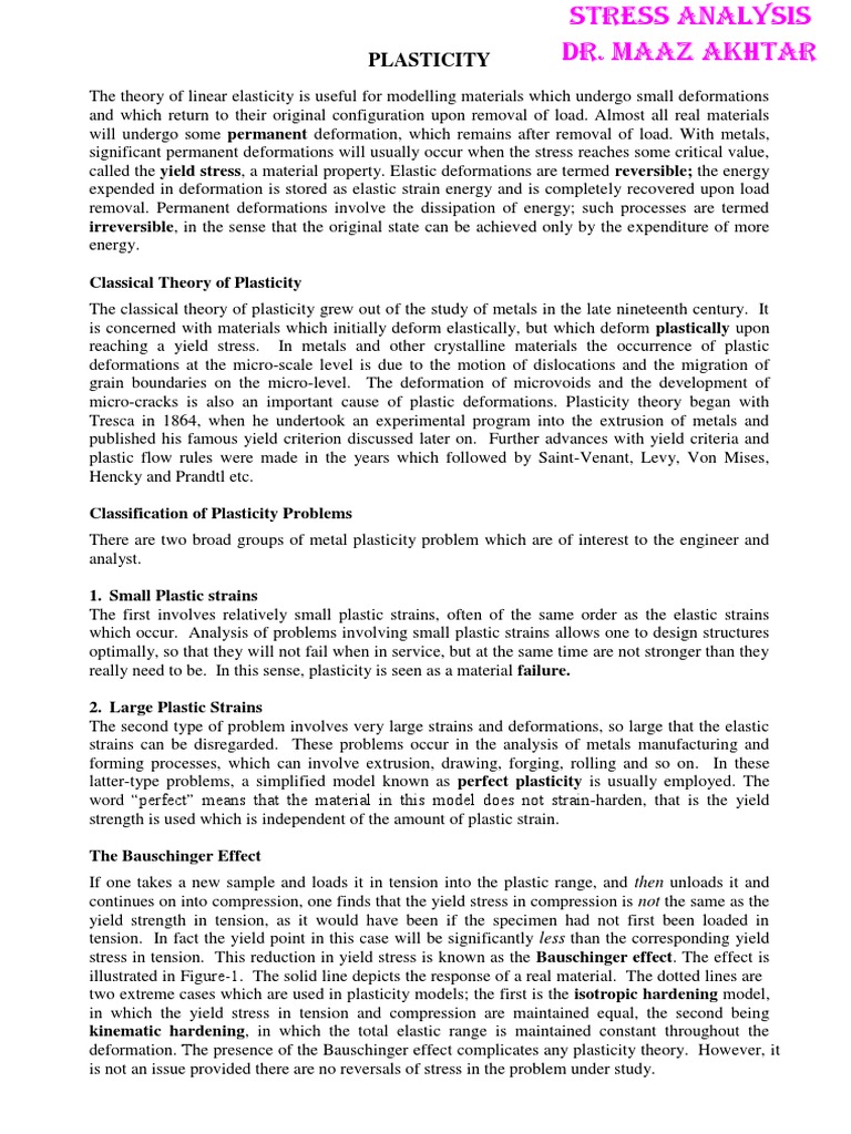 Plasticity Failure Theories Lecture Notes PDF | PDF | Deformation ...