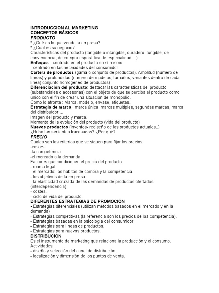 A-Conceptos Basicos Del Marketing | PDF | Producto (Negocio) | Mercado ...