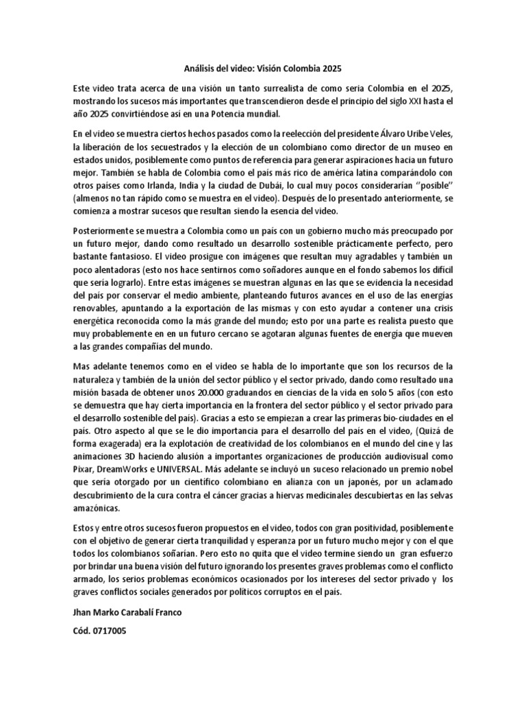 Video 2025 PDF Colombia Desarrollo sostenible