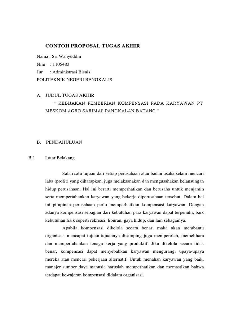 Contoh Proposal Tugas Akhir