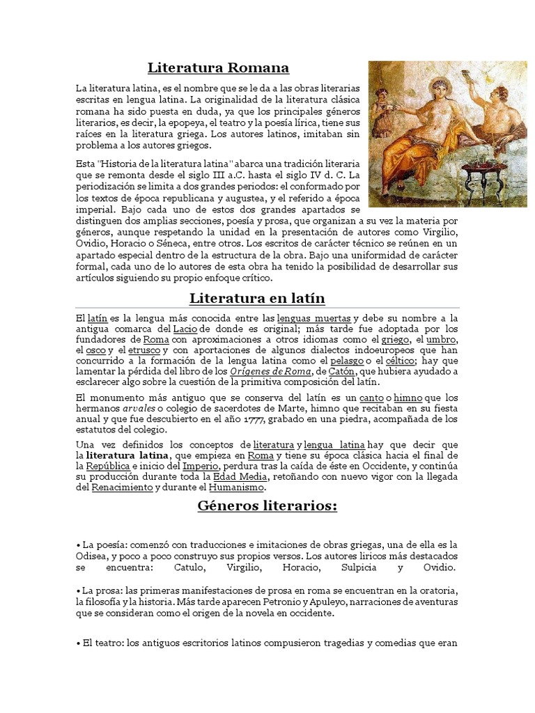 Historia y características de la literatura romana | PDF | Literatura ...