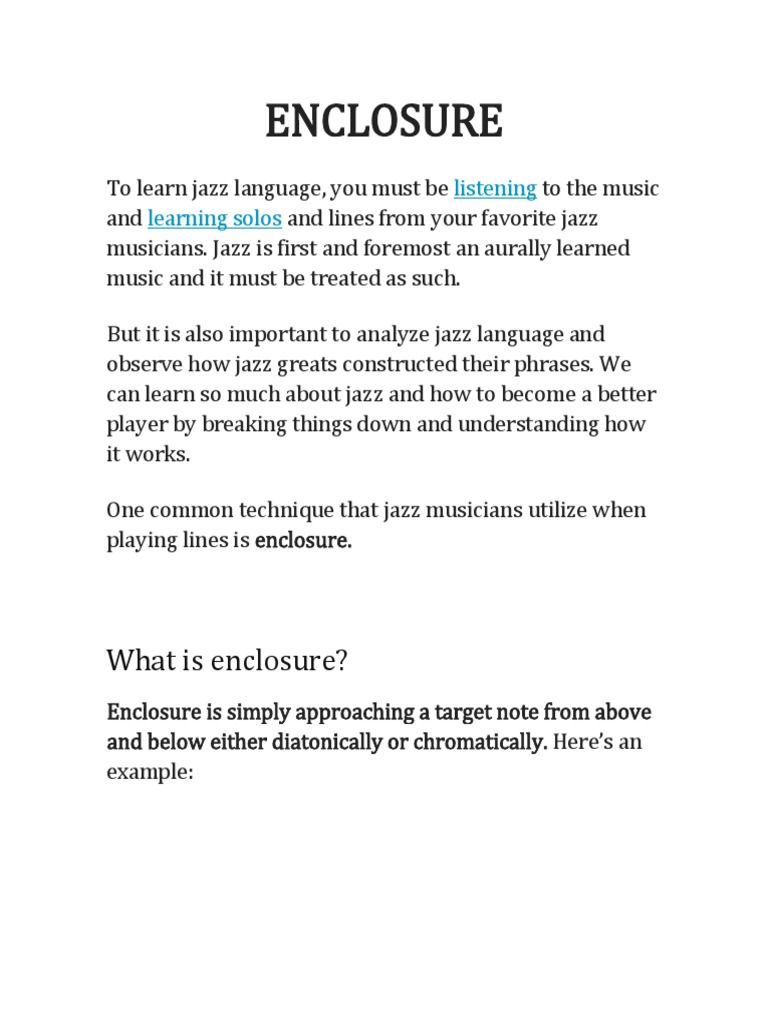 Jazz Enclosures How to Practice and Apply Enclosure Patterns PDF Jazz Musical Compositions